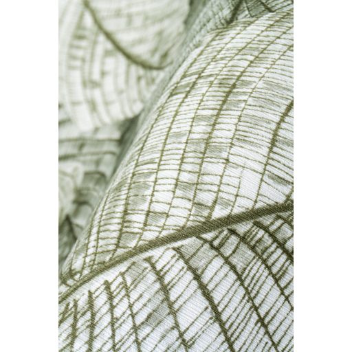 Háromdimenziós hatású dekoratív levél design gyöngyházfehér zöld és szürkészöld tónus finom csillogás tapéta