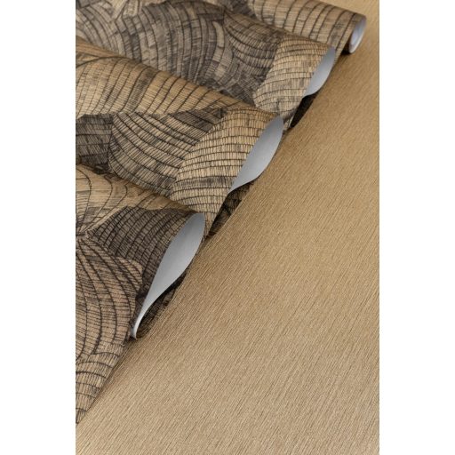 Háromdimenziós hatású dekoratív levél design világos rézszín szürke szürkésbarna és antracit tónus finom csillogás tapéta