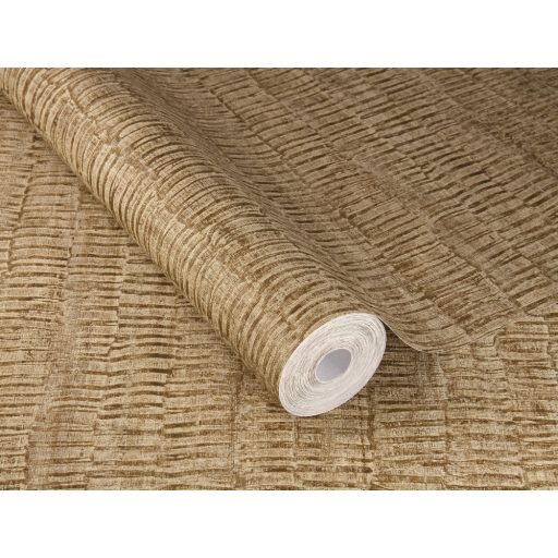 Skandináv és természetes megjelenésű a fa kérgére emlékeztető grafikus minta világos sárgaréz és barna tónus tapéta