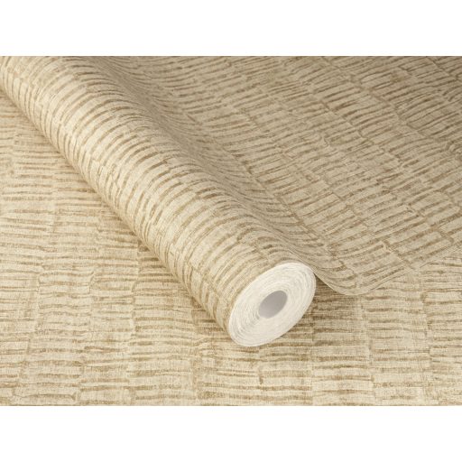 Skandináv és természetes megjelenésű a fa kérgére emlékeztető grafikus minta csillogó bézs és homokszín tónus tapéta