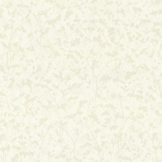   Bájos virágos design a háttérből felsejlő ágakkal krémfehér és világosbézs tónus finom fémes csillogás tapéta