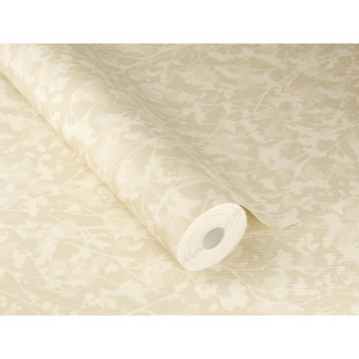 Bájos virágos design a háttérből felsejlő ágakkal krém gyöngyház és világosbézs tónus finom fémes csillogás tapéta