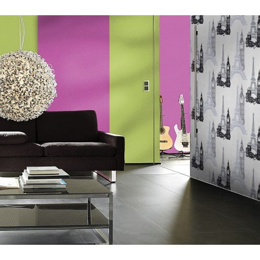 Rasch Kids & Teens III/Make a Change 734805 Párizs London nevezetességei fehér szürke fekete tapéta