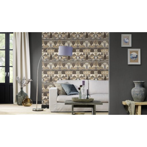 Természetes és otthonos textil struktúrájú minta nemes fekete tónus tapéta