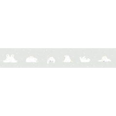   ICH Noa 7503-1 BONNE NUIT MINT Gyerekszobai Jó Éjszakát! jegesmedvék lefekvés előtt fehér szürke szürkésmenta ezüst öntapadós bordűr