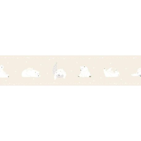 ICH Noa 7503-2 BONNE NUIT BEIGE Gyerekszobai Jó Éjszakát! jegesmedvék lefekvés előtt fehér szürke bézs öntapadós bordűr