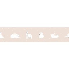   ICH Noa 7503-3 BONNE NUIT PINK Gyerekszobai Jó Éjszakát! jegesmedvék lefekvés előtt fehér rózsaszín öntapadós bordűr