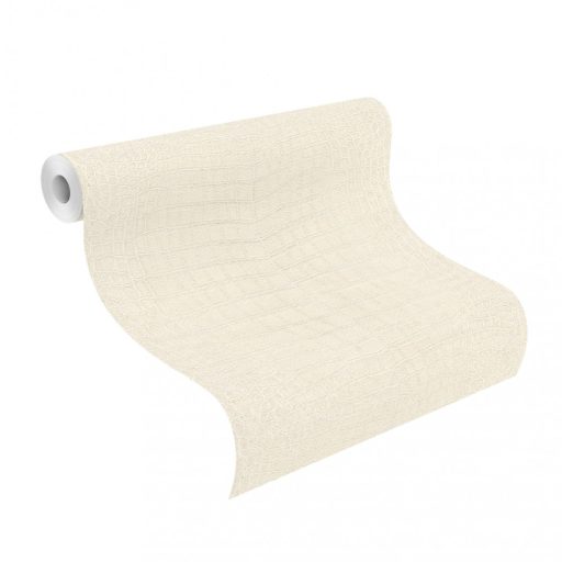 Lenyűgöző krokodilbőr utánzat - különleges méretarányú "páncélzat" krémfehér tónus tapéta