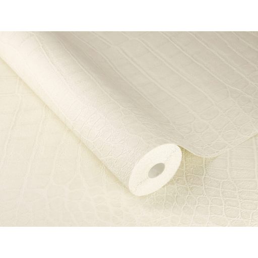 Lenyűgöző krokodilbőr utánzat - különleges méretarányú "páncélzat" krémfehér tónus tapéta