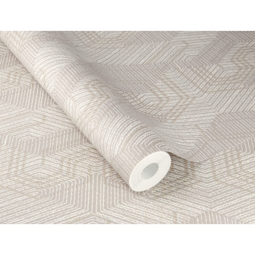 Természetes Etno geometrikus textil - bonyolult hímzés fantasztikus minta krémfehér bézs és szürke tónus tapéta