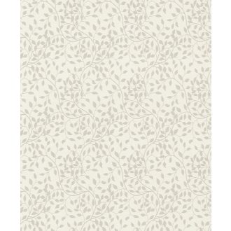   Természet költészete - Fénylő kacskaringózó levelek mintája bézs/sárgásbézs és ezüstszürke tónus tapéta