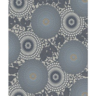   Rasch Make a Change 759051 virágos díszítőminta krémfehér bézs kék arany tapéta