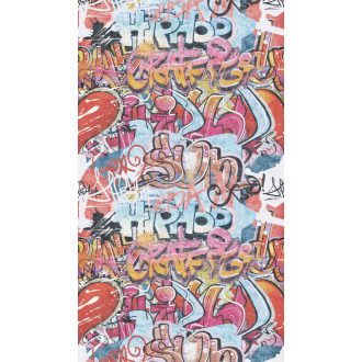   Hey Boys! Eljött a Ti időtök/dekorotok! Mozgalmas és színes Graffiti fehér kék narancs és sokszínű tónus Ifjúsági falpanel