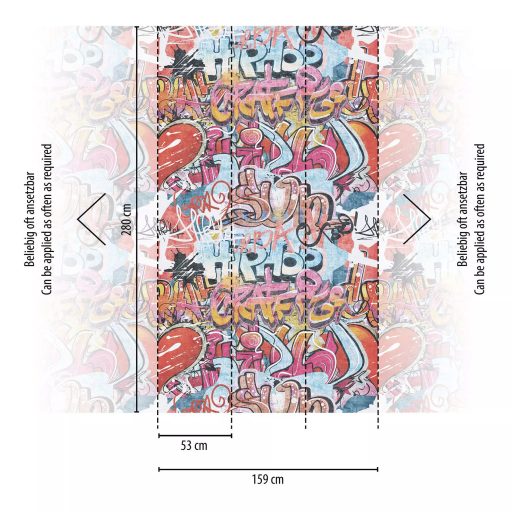 Hey Boys! Eljött a Ti időtök/dekorotok! Mozgalmas és színes Graffiti fehér kék narancs és sokszínű tónus Ifjúsági falpanel