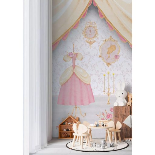 A Hercegnő lakosztálya elkészült! Lakója kerestetik! krém bézs szürke rózsaszín és arany tónus gyerekszobai falpanel