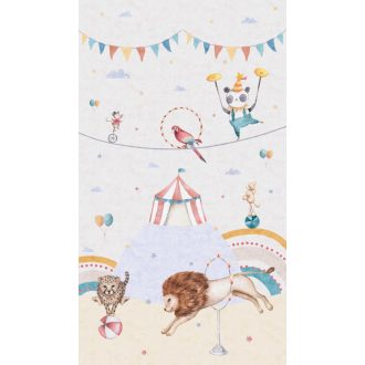   Cirkusz az egész világ! ...de a szoba biztosan színes cirkuszi jelenetek fehér kék piros és sokszínű tónus gyerekszobai falpanel