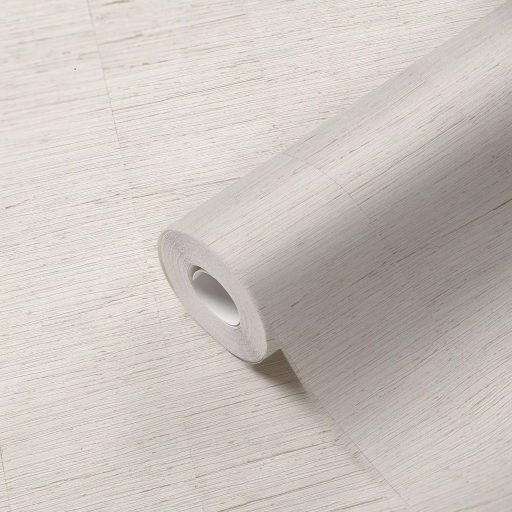 Selyemszálak szövésére emlékeztető vízszintes vonalazású texturált minta krémfehér krém és bézs tónus finom fény tapéta