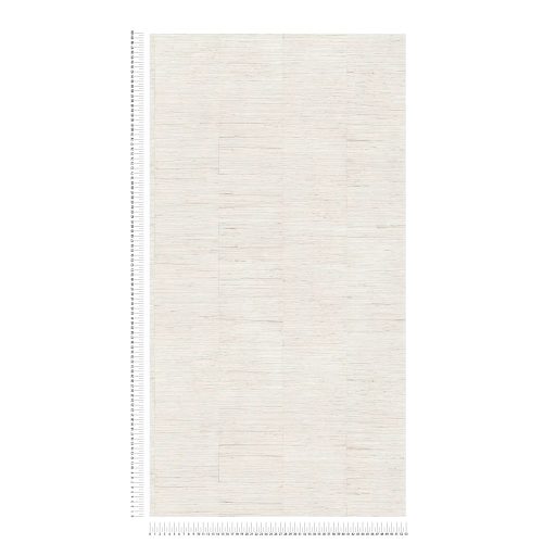 Selyemszálak szövésére emlékeztető vízszintes vonalazású texturált minta krémfehér krém és bézs tónus finom fény tapéta