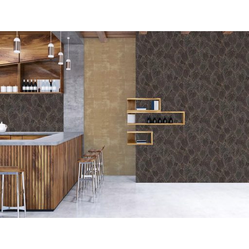 Selyemszálak szövésére emlékeztető vízszintes vonalazású texturált minta bézs és barna tónus finom fény tapéta