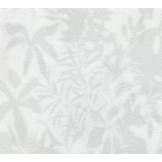   Lágy márványos hatású könnyed felhőszerű levélminta fehér szürke és zöldes szürke tónus tapéta