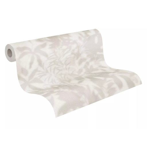 Lágy márványos hatású könnyed felhőszerű levélminta törtfehér és szürke/szürkésbézs tónus tapéta