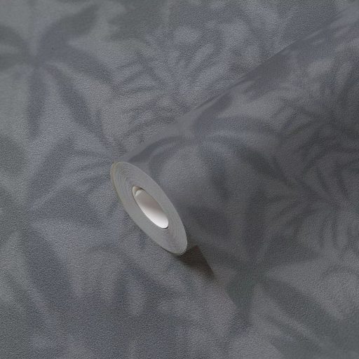 Lágy márványos hatású könnyed felhőszerű levélminta szürke és sötétszürke/antracit tónus tapéta