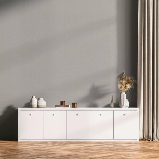 Íves hullámos vonalak alkotta art deco ihletésű minta világosszürke és ezüstös gyöngyház tónus finom fény tapéta