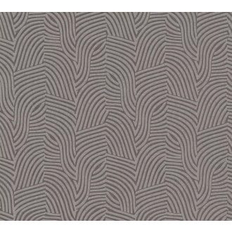   Íves hullámos vonalak alkotta art deco ihletésű minta szürke és sötét szürkésbarna tónus finom fény tapéta
