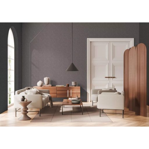 Íves hullámos vonalak alkotta art deco ihletésű minta szürke és sötét szürkésbarna tónus finom fény tapéta