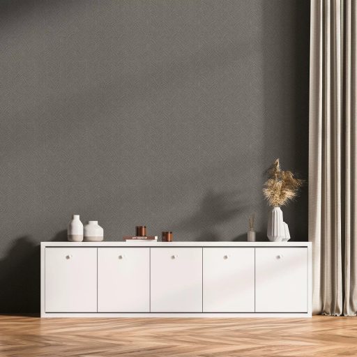 Íves hullámos vonalak alkotta art deco ihletésű minta szürke és sötét szürkésbarna tónus finom fény tapéta