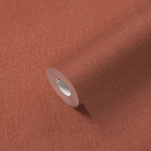 Elegáns függőleges irányban texturált selyemhatású egyszínű minta terrakotta/rozsdavörös tónus tapéta