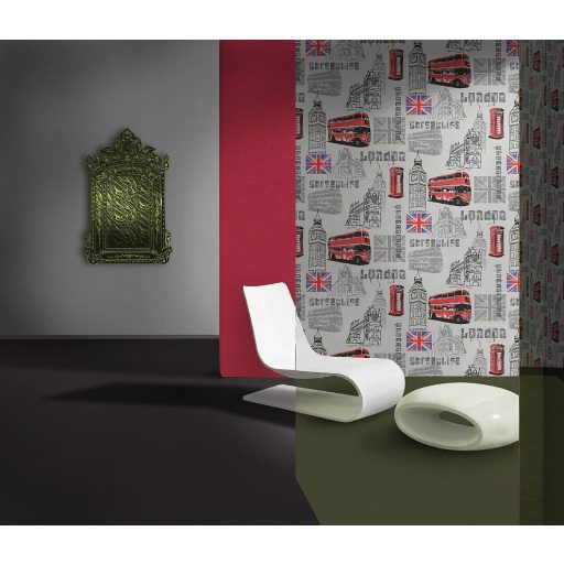 Rasch Kidsclub/Make a Change 781908 London fehér szürke kék piros fekete tapéta