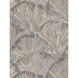   Drámai mégis meditatív art deco ihletésű legyező motívum bézs szürke barna krém és ezüstszürke tónus fémes hatás tapéta