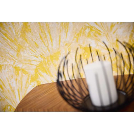 Drámai mégis meditatív art deco ihletésű legyező motívum bézs krém és arany/aranysárga tónus fémes hatás tapéta