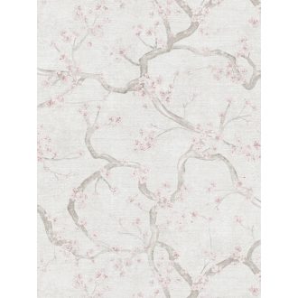   A Japandi stílus csúcsa! Varázslatos japán cseresznyevirágzás krém bézs lágy szürke és halvány rózsaszín tónus tapéta