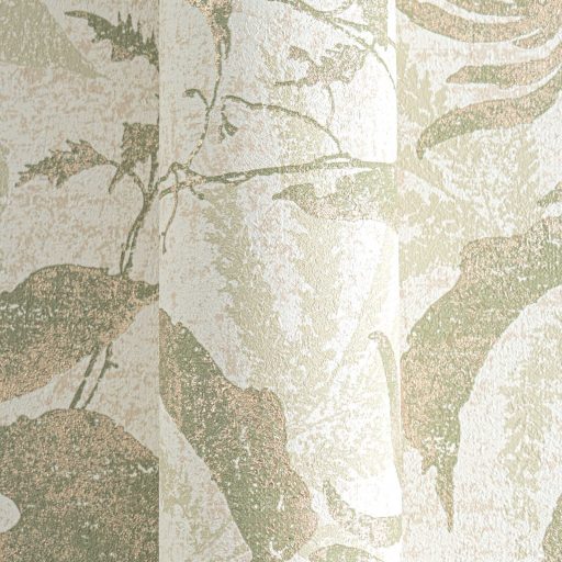 Elbűvölő és romantikus botanikus kert lenyomata krém lágy bézs zöld és arany tónus fémes hatás tapéta