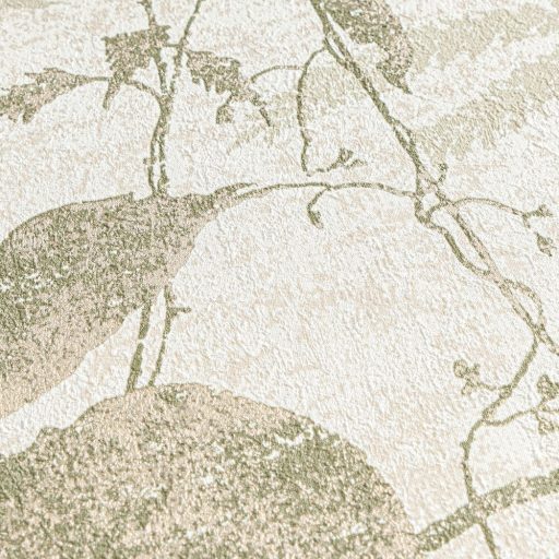 Elbűvölő és romantikus botanikus kert lenyomata krém lágy bézs zöld és arany tónus fémes hatás tapéta