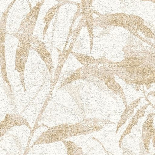 Elbűvölő és romantikus botanikus kert lenyomata fehér krém pasztell bézs és bézsarany tónus fémes hatás tapéta