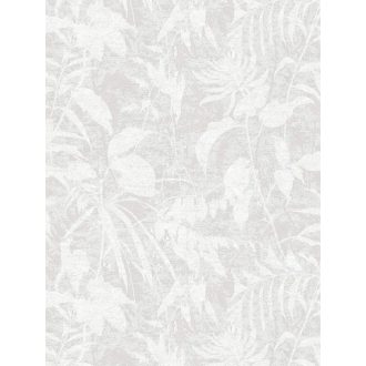   Elbűvölő és romantikus botanikus kert lenyomata fehér világosszürke és finom ezüst tónus fémes hatás tapéta