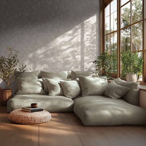 Elbűvölő és romantikus botanikus kert lenyomata fehér világosszürke és finom ezüst tónus fémes hatás tapéta