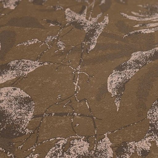 Elbűvölő és romantikus botanikus kert lenyomata földszín árnyalatú barna fehéres-rózsaszín és roségold tónus fémes hatás tapéta