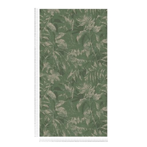 Elbűvölő és romantikus botanikus kert lenyomata mohazöld rózsaszínes-ezüst és roségold tónus fémes hatás tapéta