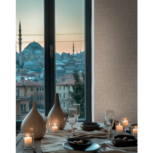 Modern kissé absztrakt keresztszövésű texturált minta krém lágy bézs és homokszín tónus tapéta