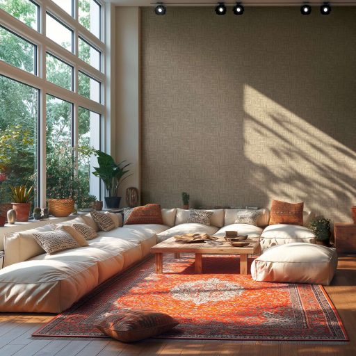 Modern kissé absztrakt keresztszövésű texturált minta bézs szürkésbézs és homokszín tónus tapéta