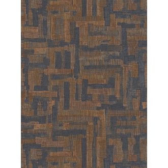   Modern kissé absztrakt keresztszövésű texturált minta mélykék és bronzbarna tónus tapéta