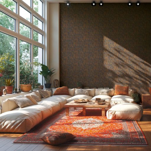 Modern kissé absztrakt keresztszövésű texturált minta mélykék és bronzbarna tónus tapéta