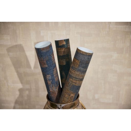 Modern kissé absztrakt keresztszövésű texturált minta sötétszürke/antracit barna arany és bronz tónus fémes hatás tapéta