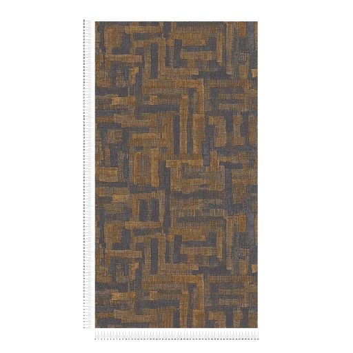 Modern kissé absztrakt keresztszövésű texturált minta sötétszürke/antracit barna arany és bronz tónus fémes hatás tapéta