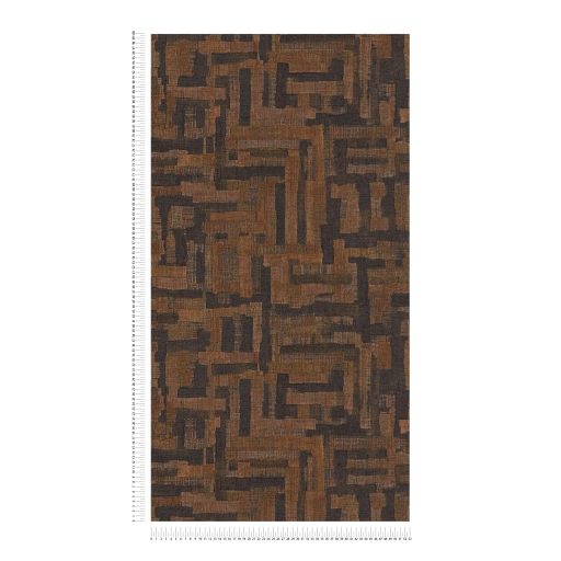 Modern kissé absztrakt keresztszövésű texturált minta csokoládébarna terrakotta és antracit tónus tapéta