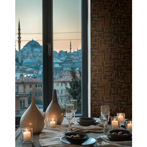 Modern kissé absztrakt keresztszövésű texturált minta csokoládébarna terrakotta és antracit tónus tapéta